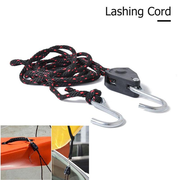 2.5m/8ft Nylon Lashing Cord Safety Rope with Hooks for Car Roof Kayak Canoe Truck Cargo