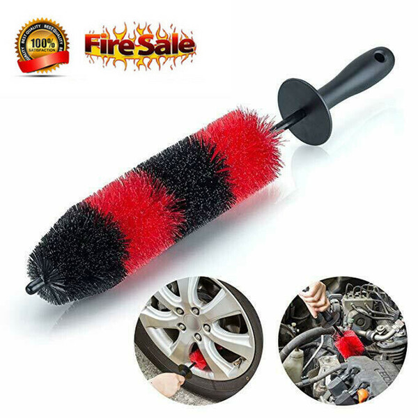 Car Wheel Brush Rim Tire Detailing Scrub Brush Car Truck Motorcycle Cleaner Washing Cleaning Tool Automotive Care Exhaust Brush