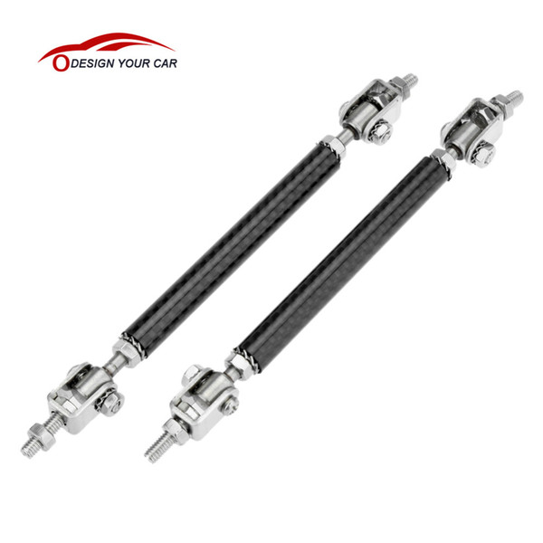 2 Pieces Adjustable Front Bumper Lip Splitter Strut Tie Bar Support Rod Carbon for Cars