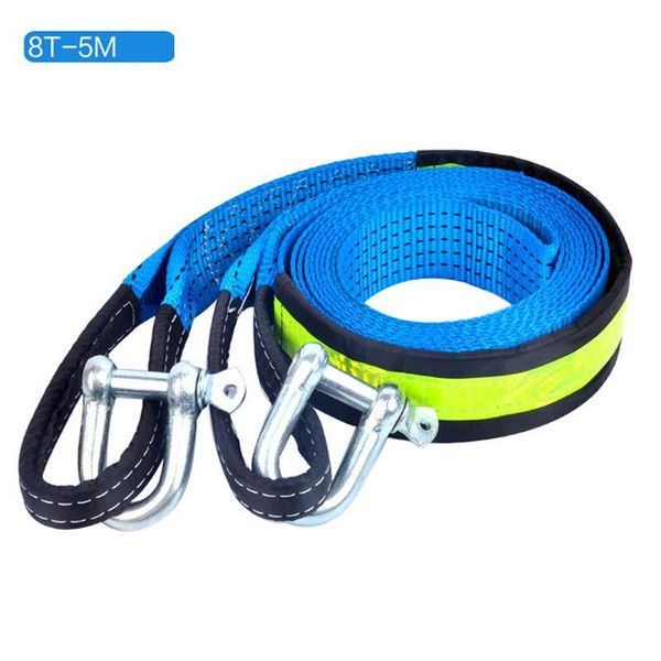 5m 8 Tons Tow Cable Strap Recovery Car Towing Rope with Hooks High Strength Nylon for Heavy Duty Emergency with Gloves