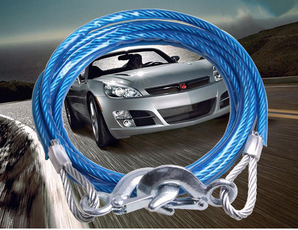 Heavy Duty Tow Ropes 4M 5 Tons Wire Cable High Strength Safety Hook Steel Wire Trailer Car Emergency Towing Rope