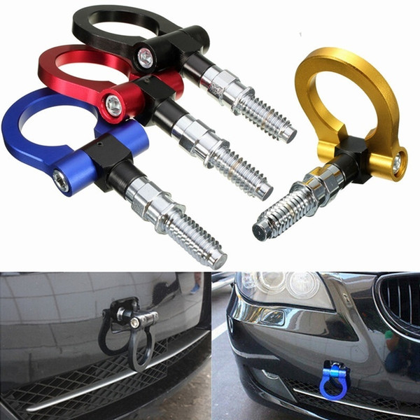 DHL 50PCS 4 Colors Aluminum European Model Car Auto Racing Tow Hook Towing Trailer Ring for Universal