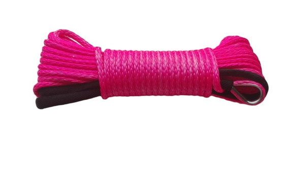 Wholesale-Pink 5mm*15m ATV UTV Winch Line,Synthetic Rope with Sheath,Boat Winch Rope