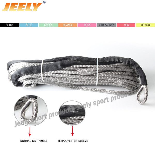 Wholesale-Free Shipping 3/8'' x 40' Synthetic Fiber UHMWPE Towing Winch Cord with thimble for ATV/UTV