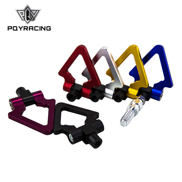 PQY RACING - Billet Aluminum Tow Hook Front Rear Alu CNC Triangle Ring Tow Towing Hook For BMW European Car PQY009