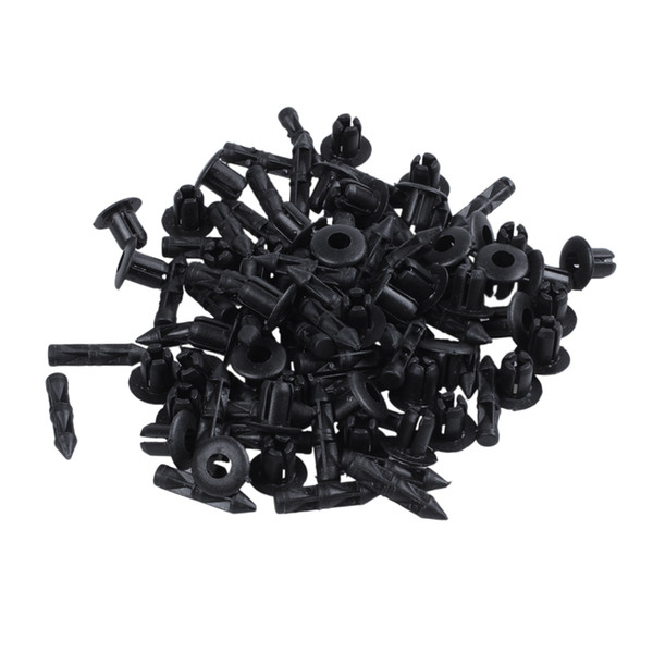 50x Plastic Rivet Bike Fairing Trim Panel Fastener Clips 6mm For Yamaha Black