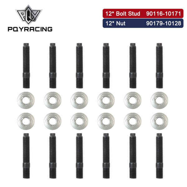 Exhaust Manifold To Cylinder Head Stud Nut Kit M10*1.25 For 1990-2007 Toyota 1HZ 1HD 1HDT 1KZTE 4.2D Landcruiser 90116-10171 PQY-EMK03