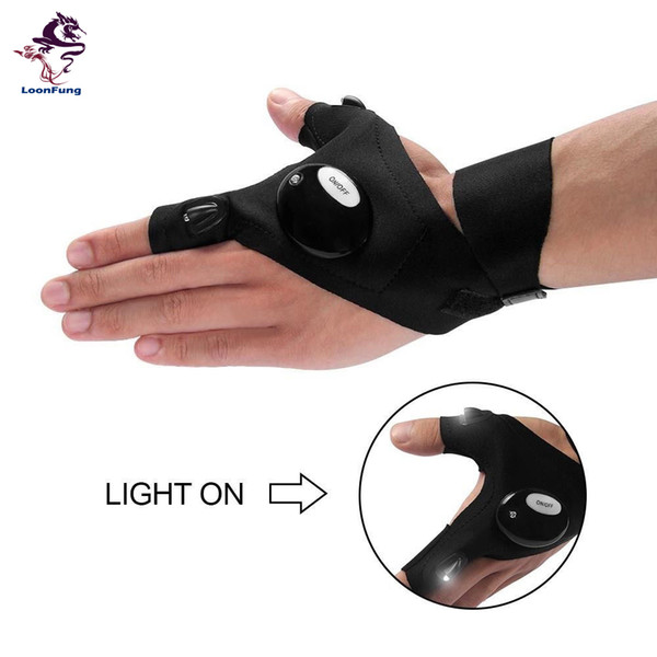 LOONFUNG LF76 Magic Strap Fingerless Glove LED Flashlight Torch Cover Camping Hiking Lights Multipurpose