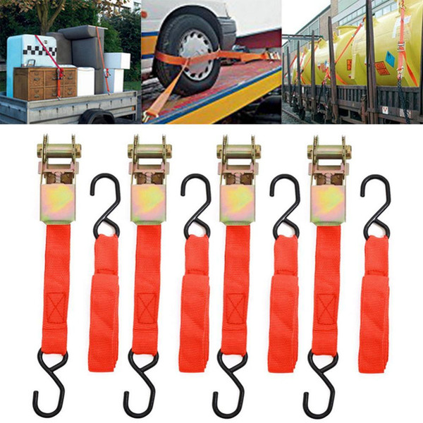 4pcs Ratchet tie down cargo Straps lashing package Webbing Hold Secure Ratchet Belt Straps Moving Hauling Truck Motorcycle DDA294