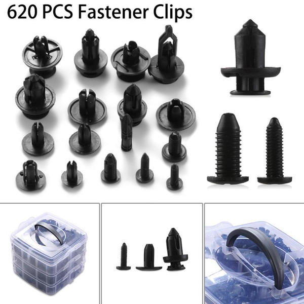 620Pcs/set Car Plastic Fastener Clips Auto Push Pin Rivet Door Trim Panel Fastener Moulding Clips Auto Bumper Remover Tool