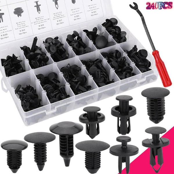 240 Pcs Plastic Buckle Push Pin Rivet Car Push Retainers Kit Car Buckle Set Bumper Plastic Strong Flexibility