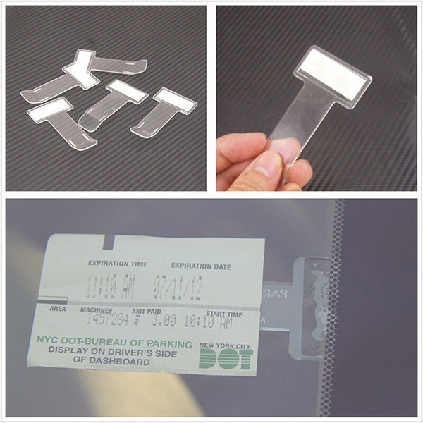 4-8pcs Car Ticket Folder Mini T-shape Transparent Environmentally Ticket Folder Car Holder Mount Styling For Office Home