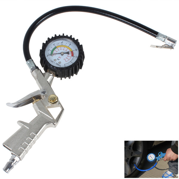 New Arrival! 220 Psi Tire Pressure Gauge with Inflating Gun Fit for Auto Car Motorcycle Bicycle CEC_764