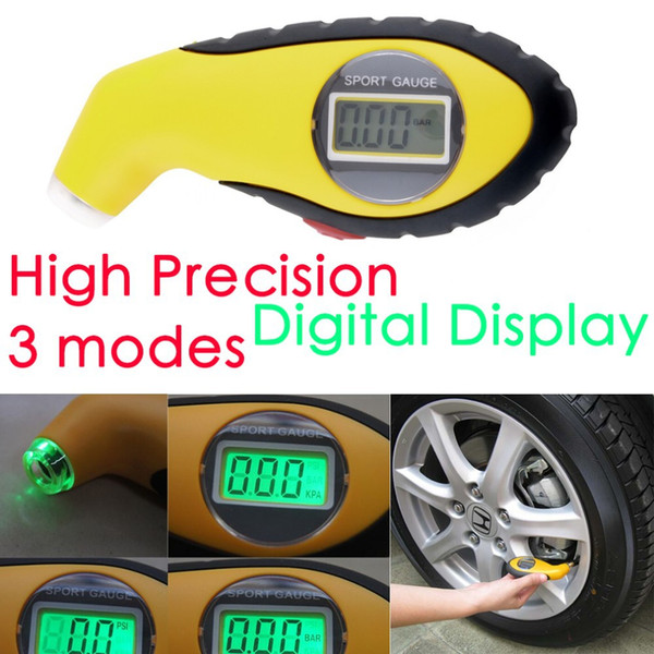 5.0-100PSI LCD Digital Tire Tyre Air Pressure Gauge Tester Night Light Tool For Auto Car Motorcycle PSI, KPA, BAR