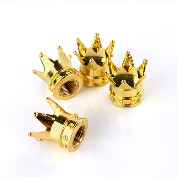 car tire tyre air 4PCS Gold Crown Shaped Tyre Wheel Stem Air Valve Caps Car Tire Valve Caps Auto Truck Motocycle Bike