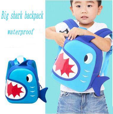 Hot Kids Sharks Shape Backpack Boy's Cartoon School Bag Kid's High Quality School Bag Kid's Brithday Gift Waterproof Backpack