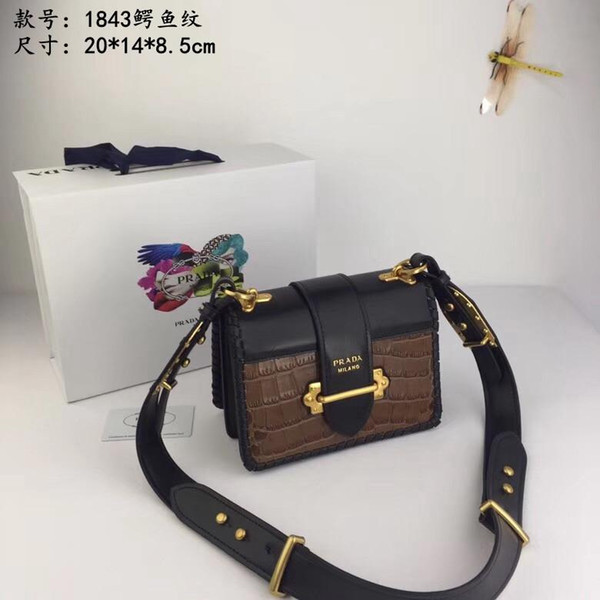 New Ladies Bag, Imported Leather + Crocodile Leather, Hand-woven Side, Whole Design Fashionable, Low-key Luxury