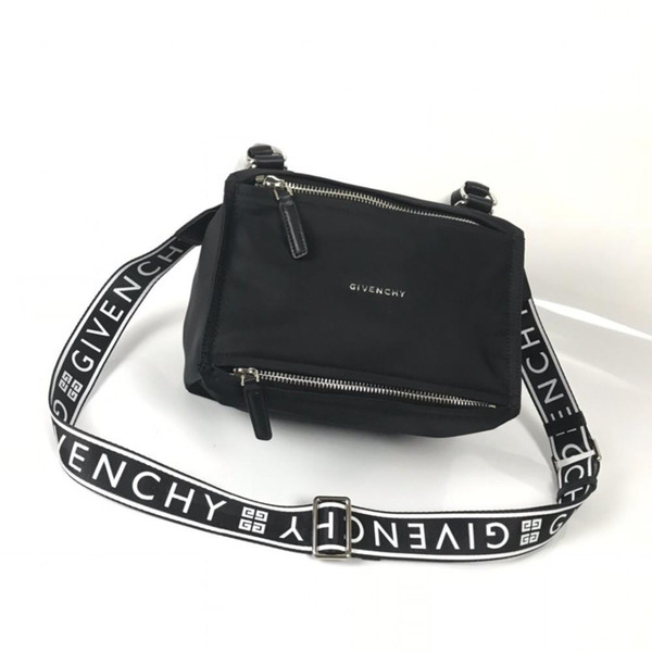 New Men's Bag Black Cloth With Leather White Paint Letter Medium Shoulder Messenger Bag Wraparound Zipper Builtered