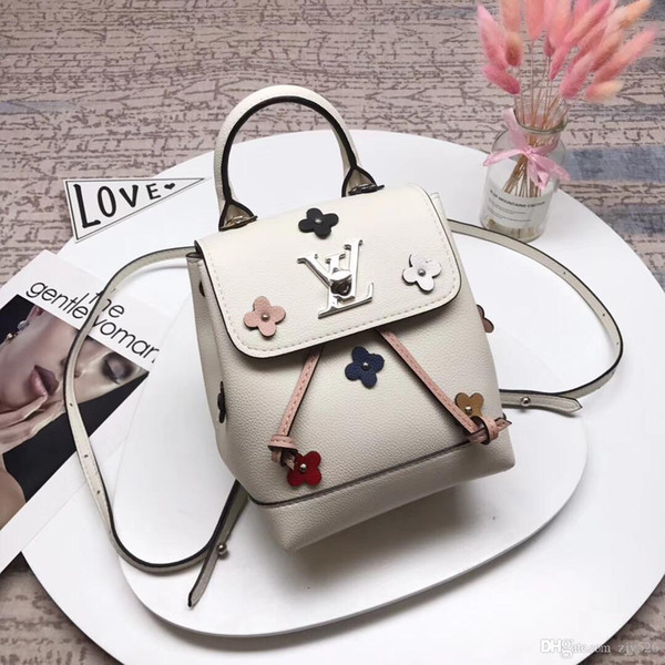 New Women's Bag Diagonal Leather Bag Flower High-end White Beige Wild