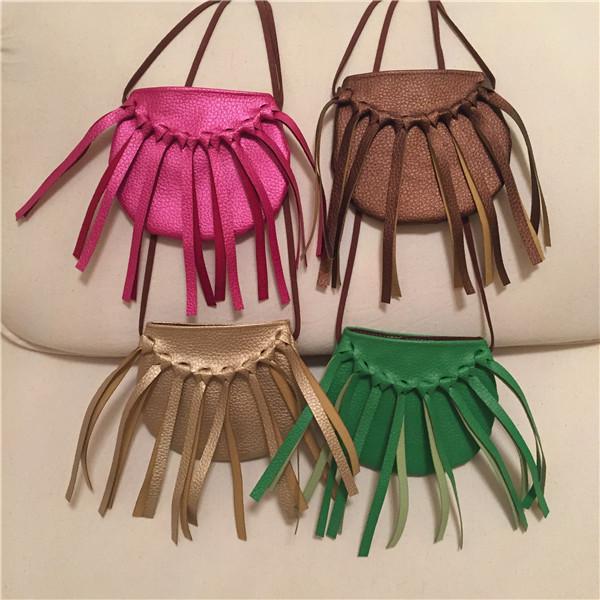 Children Pu Leather Handbag Baby Girl Tassel Coin Purse Kids Message Snack Bag Toddlers Baby Bags