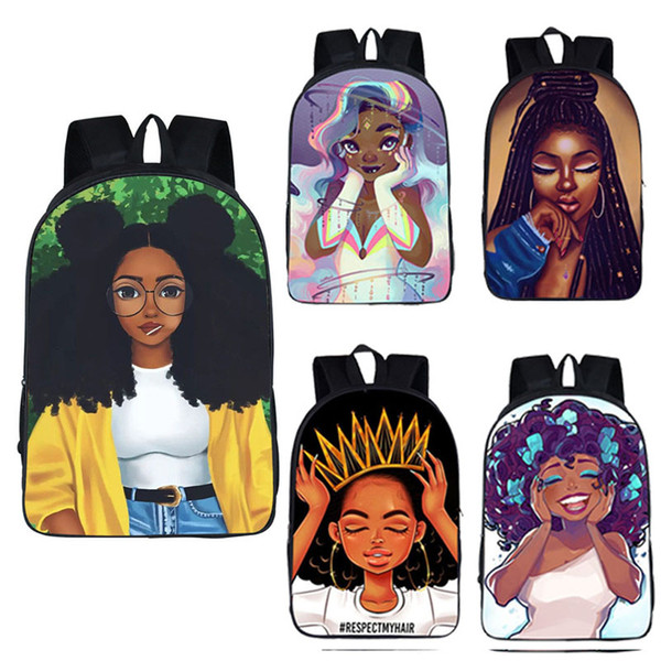 Girls Printed School Backpacks 32 Design Africa Beauty Girls Character Printed School Bags Teenager Girls Decompression School Book Bags