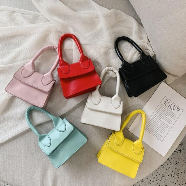 Girls Fashion Solid Good Quality PU Leather Handbags 6 Colors Childrens Korean Style Mini Purses Teeager Princess Bags