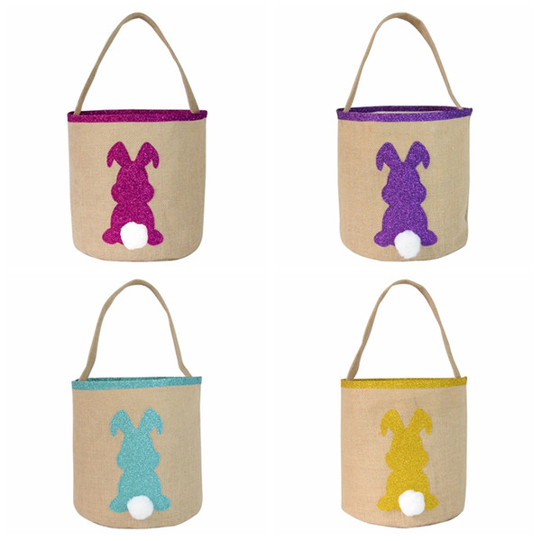 Easter Bunny Tote Bag 4 Styles Egg Hunting Bag Easter Basket jute Cotton Easter Bucket Decoration Party Gift Bag