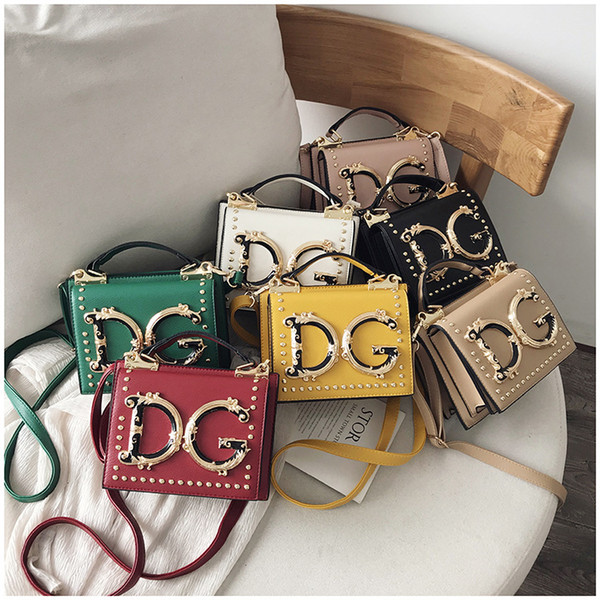 7 color Fashion Handbag Women Letter rivet shoulder bag Elegant Crossbody Small Messenger Bag Tote handbag purse Wholesale GJY969