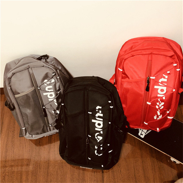 Sup 17ss Backpacks Supre Letter Shoulder Bag Unisex Women Men Travel Bag Boy Girl Student Schoolbag 3M Reflective Rucksack Knapsack C81203