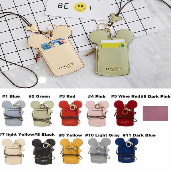 Cartoon Ear Letter Happy Dream Lanyard Neck Strap Card Holder Name Credit Card Holders Coin Purse Kids