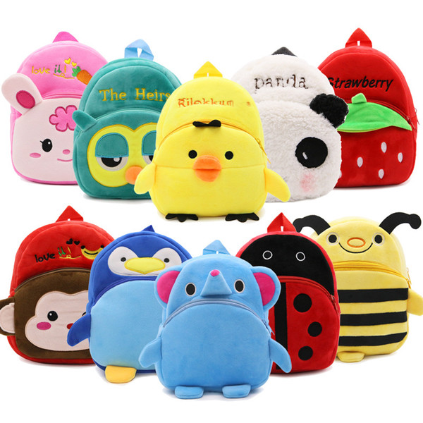 10 colors New Cute Cartoon Baby Toy School Bag Animal Shape Mini Plush Backpack Kids Outdoor Travel Pack Bag Student Kindergarten Bags C5