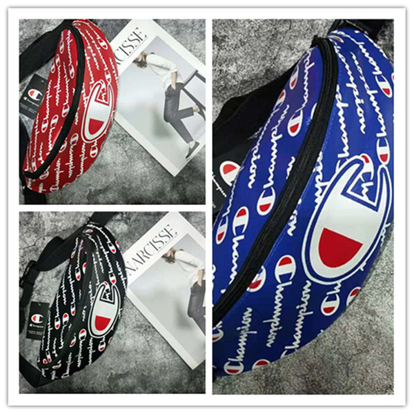 Unisex Champion PU Leather Waist Bag Belt Chest Bag Desogner Fanny Packs Travel Sports Crossbody Bags Men Women Street Hiphop Bag C495