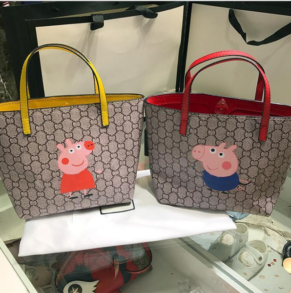 2018 New Pattern Fashionable Mother And Daughter Bags Cartoon Printing Girls Handbags Genuine Leather High Quality Parent-Child