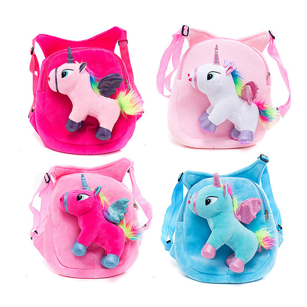 High Quality Colorful Animal Unicorn bag Plush Unicorn Backpack Cute Children School Bag Preschool Kids Gift With Sucker Colorful Knapsack