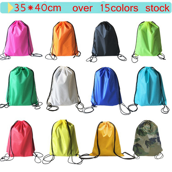 New 16colors choose free kids' clothes shoes bag Shiopping bags School Drawstring Sport Gym PE Dance Backpacks Size 35*40cm stock now