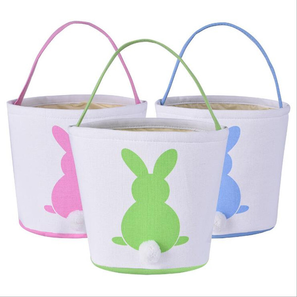 Easter Bunny Basket Rabbit Tail Ears Barrel Bags Kids Candy Baskets Party Festival Candies Easter Eggs Storage Totes Bunny Handbags B7152