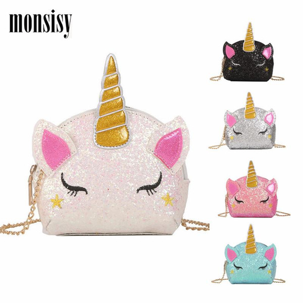 Monsisy 2019 New Girls Purse and Handbag For Women Small Wallet Summer Lolita Shiny Unicorn Shoulder Bag Kid Ladies Coin BolsaRussian