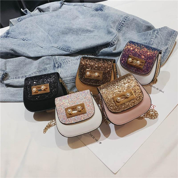 Fashion Girls Bags Bling Purse Boutique Pearl Kids Purses Childrens Bags Mini Messenger Bag For kids Shoulder Bags Wallet Purse