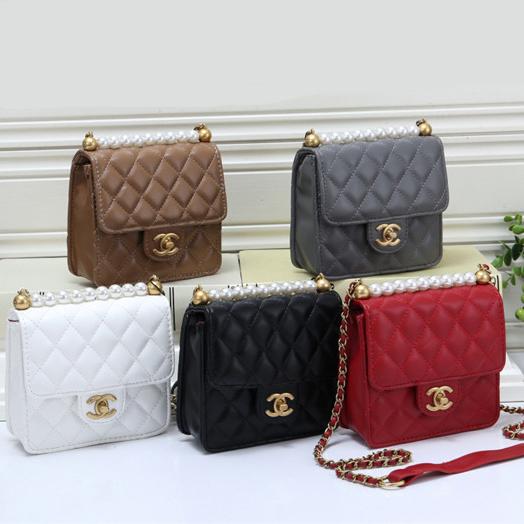 Hot fasion women shoulder bag solid color pu pearl bag casual temperament rhombic lady Messenger bag