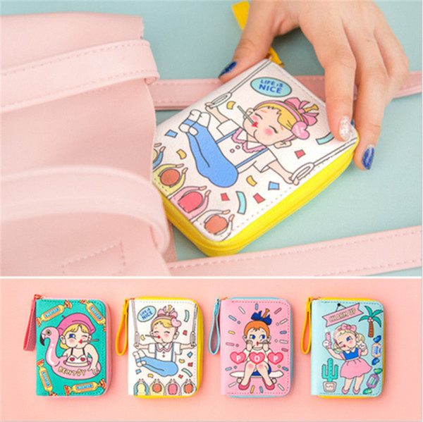 New Fashion Lady Girls Kids Cute Mini Wallets Coin Purse Zipper Card Bags Holder Gift School Cartoon Coin Purses Wallet