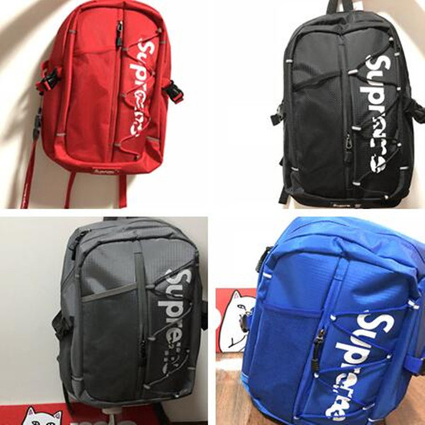 Supre Letters Shoulder Bag Luxury Sup 17ss Backpack Junior Designer Schoolbag 3M Reflective Brand Rucksack Unisex Oxford Big Daypack C81203