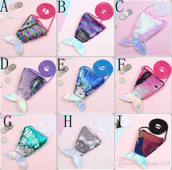 9 Colors HOT Mermaid Tail Sequins Coin Purse Zipper kids coin bag sling money card fashionable Mermaid purse