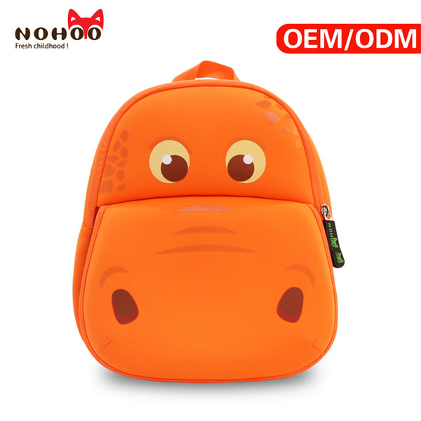 Cartoon 3D Hippo School Bags Animal Schoolbag Baby Boys Girls Fashion Children Backpack Orange Green Kids Book Bags