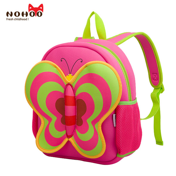 School Backpacks For Teenage NOHOO Butterfly Waterproof Neoprene Children School Bags Cartoon Animals Girls Large Capacity Baby Backpack