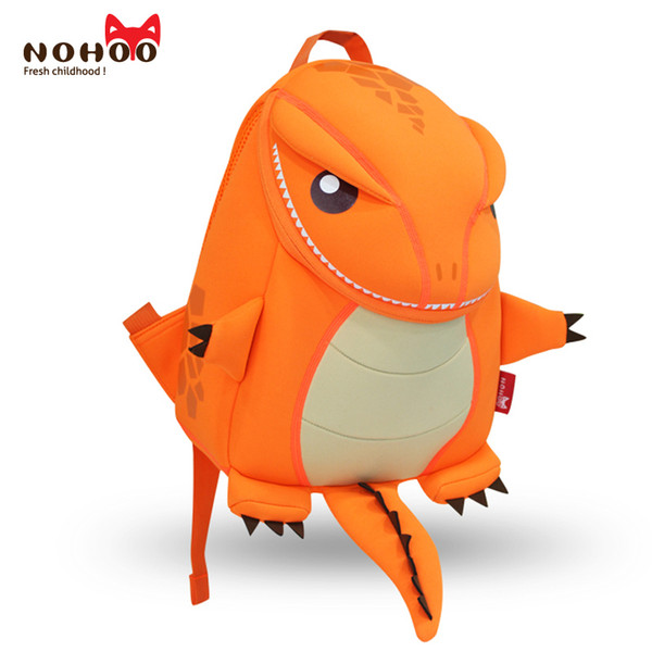 NOHOO design Orange Green Dragon Kids Baby Cartoon School Bags 3D Animals Backpack for Girls Boys