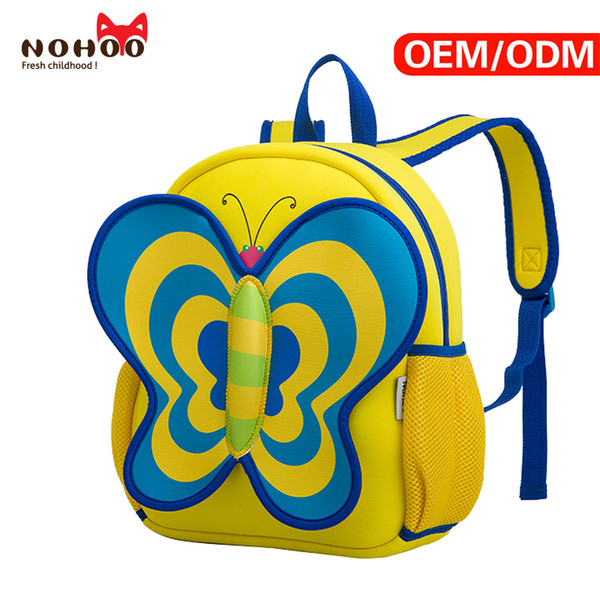 NOHOO Factory Wholesale neoprene high quality Customized Animal backpack butterfly design kids backpack bags for girls