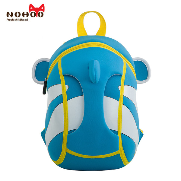 NOHOO 3D Cartoon Children School Bags Waterproof Kindergarten School Backpacks for Girls Boys Clown Fish Pattern Kids Baby Bags