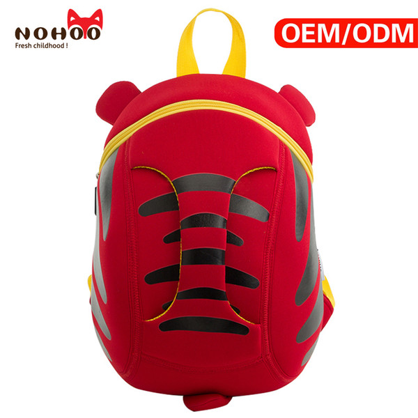 NOHOO high quality New design tiger Neoprene Waterproof Ultralight Children animal School bag for boys girls