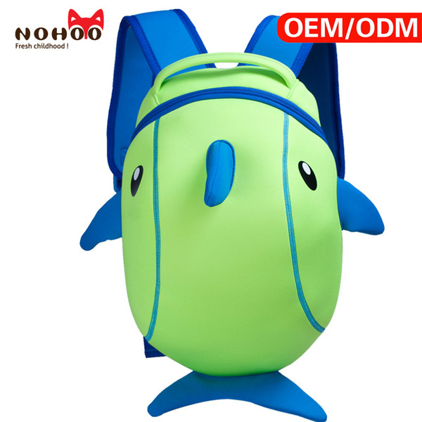 Nohoo Brand neoprene factory Hot selling kids dolphins Style Waterproof Backpack Cute School Bag animal bacpack