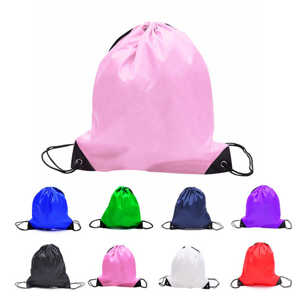 New Solid color Drawstring bag Polyester Candy colors bag kids clothes shoes Backpacks Sport Gym bags C3032